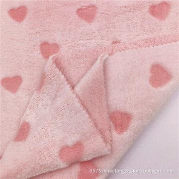 Elegant Pink Cut Flower Polyester Knitted Flannel Fabric